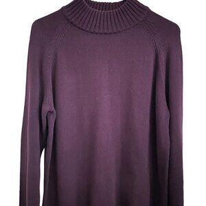 Jeanne Piere Womens Sweater Size L Pull Over Turtleneck Maroon #N1407